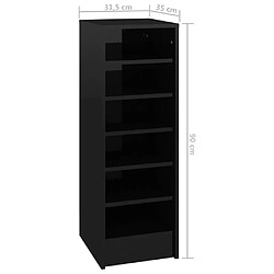 vidaXL Armoire à chaussures Noir brillant 31,5x35x90cm Bois ingénierie pas cher