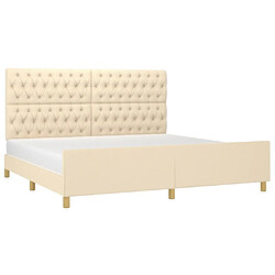 Avis Maison Chic Lit adulte - Cadre Structure de lit avec tête de lit Contemporain Crème 200 x 200 cm Tissu -MN83168