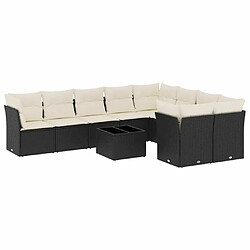 Maison Chic Salon de jardin 10 pcs avec coussins, Ensemble Tables et chaises d'extérieur noir résine tressée -GKD852311