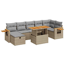 vidaXL Salon de jardin avec coussins 5 pcs beige résine tressée