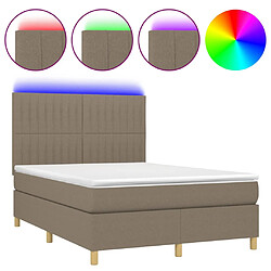 vidaXL Sommier à lattes de lit et matelas et LED Taupe 140x200cm Tissu