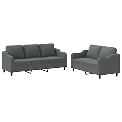 Maison Chic Ensemble de canapés 2 pcs avec coussins, Canapé droit Sofa pour Salon Gris foncé Tissu -GKD192857