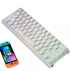 General Clavier de jeu, touches multimédia, touches anti-ghosting, clavier d'ordinateur silencieux rétroéclairé à LED arc-en-ciel à 61 touches, clavier filaire USB étanche pour PC Mac Xbox(Blanc)