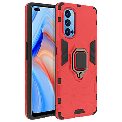 Avizar Coque Oppo Reno 4 Hybride Antichoc Bague Métallique Support Vidéo rouge