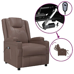 vidaXL Fauteuil inclinable électrique Marron Similicuir