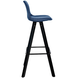 Avis Decoshop26 Tabouret de bar chaise haute x1 repose-pieds style scandinave en tissu bleu structure en bois noir carré 10_0004644