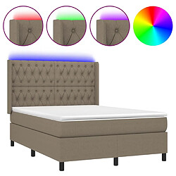 vidaXL Sommier à lattes de lit matelas et LED Taupe 140x190 cm Tissu