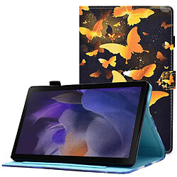 Etui en PU magnétique avec porte-cartes et porte-stylet papillons d'or pour votre Samsung Galaxy Tab A8 (2021) SM-X200/SM-X205