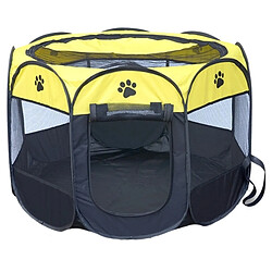 Wewoo Tente de chien imperméable à jaune l'eau de tissu d'Oxford de mode pliable clôture extérieure d'Pour Animal de compagnie octogonal, M, taille: 91 x 91 x 58cm