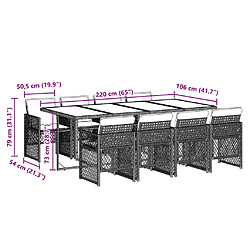 vidaXL Ensemble à manger de jardin et coussins 9 pcs beige Poly rotin pas cher
