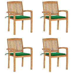 vidaXL Chaises de jardin empilables avec coussins lot de 4 Teck solide