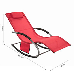 SoBuy OGS28-R Fauteuil à bascule Transat de jardin Bain de soleil Rocking Chair - Rouge