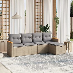 Maison Chic Ensemble à manger d'extérieur 5 pcs avec coussins,Salon de jardin,Mobilier de jardin mélange beige résine tressée -GKD883377