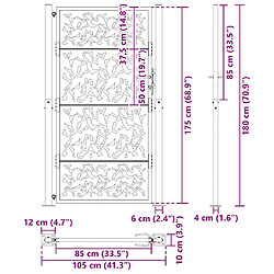 vidaXL Porte de jardin acier résistant aux intempéries design feuilles pas cher