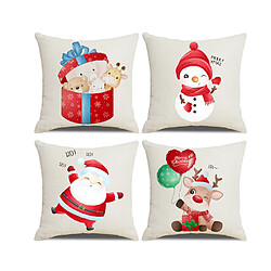 P134 4PCS 45 * 45cm Noël dessin animé de bonhomme de neige Pichée de neige Taie d'oreiller Maison de vacances Décoration Couverture Canapé Coussin Coussin Chambre Coussin d'oreiller