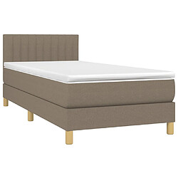 Avis vidaXL Sommier à lattes de lit avec matelas LED Taupe 90x190 cm Tissu