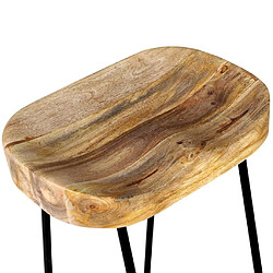 Helloshop26 Lot de deux tabourets de bar design chaise siège 2 pcs bois de manguier massif 1202061 pas cher