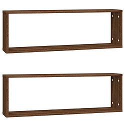 vidaXL Étagères murales cubiques 2 pcs Chêne marron 80x15x26,5 cm