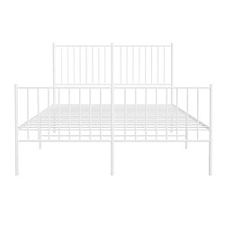 Maison Chic Lit adulte - Lit simple Cadre de lit métal avec tête de lit/pied de lit,Structure du lit Contemporain pour chambre blanc 140x190cm -MN48355 pas cher