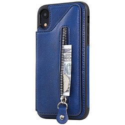 Wewoo Housse Coque Pour étui de protection antichoc à double boucle à fermeture à glissière de couleur solide iPhone XR bleu