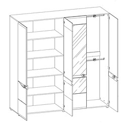 Avis Dansmamaison Armoire 4 portes battantes Blanc/Chêne à LED - ONIEL