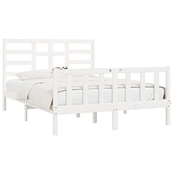 Avis Maison Chic Lit adulte - Lit simple Cadre de lit,Structure du lit Contemporain Blanc Bois de pin massif 120x200 cm -MN71076