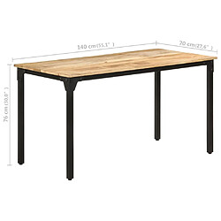 vidaXL Table de salle à manger 140x70x76 cm Bois de manguier brut pas cher