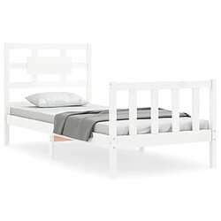 Maison Chic Cadre/structure de lit et tête de lit pour adulte - Lit Moderne Chambre blanc 100x200 cm bois massif -MN79058