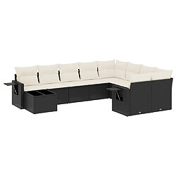 Maison Chic Salon de jardin 10 pcs avec coussins | Ensemble de Table et chaises | Mobilier d'Extérieur noir résine tressée -GKD75847