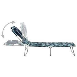 Avis Maison Chic Chaise longue avec coussin de tête - Transat - Bain de Soleil Acier Motif de feuilles