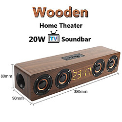 Universal TV en bois Soundbar Portable Haut-parleur Bluetooth Portable Colonne sans fil Théâtre Home Théâtre Basse Stéréo Multi Fonction Subwoofer avec TF FM | Haut-parleurs portatifs (Brown)