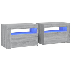 Maison Chic Lot de 2 Tables de chevet,Table de nuit,Table d'appoint pour salon avec LED sonoma gris 60x35x40 cm -MN91402