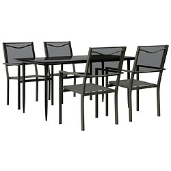 vidaXL Ensemble à manger de jardin 5 pcs noir textilène et acier