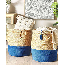 Beliani Lot de 2 paniers en jute beige et bleu marine GAJAR