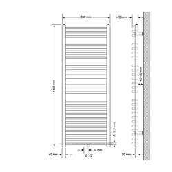 Acheter LuxeBath Radiateur sèche-serviette forme courbé acier blanc connexion central 60x150 cm