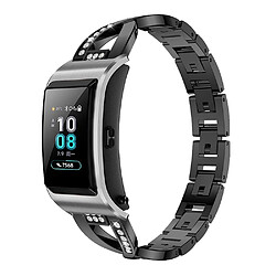 Bracelet en métal 18mm, strass décor, noir pour votre Garmin Venu 2S/Vivoactive 4S