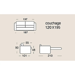 Acheter Inside 75 Canapé convertible express VIGO couchage 120cm matelas Stella 20cm bouclé beige