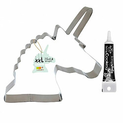 Scrapcooking Découpoir à pâtisserie inox XXL Licorne + Stylo de glaçage noir