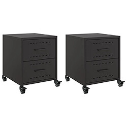 vidaXL Tables de chevet 2 pcs noir 36x39x43,5 cm acier