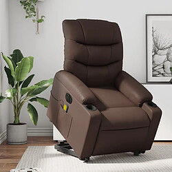 Maison Chic Fauteuil Relax pour salon, Fauteuil inclinable de massage électrique marron similicuir -GKD19344