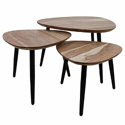 Mes Lot de 3 tables basses 70, 50 et 45 cm en acacia et fer