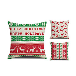 YP Select 3pcs noël wapiti couverture de coussin de neige treillis housse de coussin en lin imprimé - 1 vert 45X45Cm