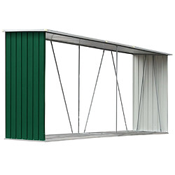 vidaXL Abri de stockage de bois Acier galvanisé 330x84x152 cm Vert