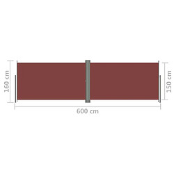 Helloshop26 Auvent paravent store brise-vue latéral rétractable de patio jardin terrasse balcon protection visuelle écran 160 x 600 cm marron 02_0007414 pas cher