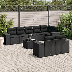 Maison Chic Salon de jardin 9 pcs avec coussins | Ensemble de Table et chaises | Mobilier d'Extérieur noir résine tressée -GKD78097