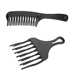 2pièces Peignes Large Dents Afro Peignes de Cheveux Bouclés Outils de Coiffages pour Coiffeur Stylisers