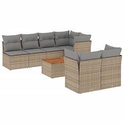 vidaXL Salon de jardin avec coussins 8pcs mélange beige résine tressée