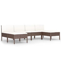 Maison Chic Salon de jardin 6 pcs + coussins - Mobilier/Meubles de jardin - Table et chaises d'extérieur Résine tressée Marron -MN35394