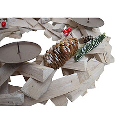 Acheter Mendler Couronne de l'Avent ronde, décoration de Noël, bois, Ø 40cm, blanc / gris ~ avec des bougies, rouge