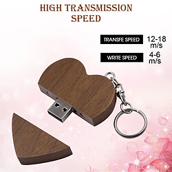 Avis Wewoo Clé USB Couple de disques MicroDrive 16 Go USB 2.0 en bois forme de coeur U de noyer